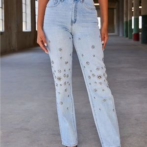 Embellished Straight Leg Jeans